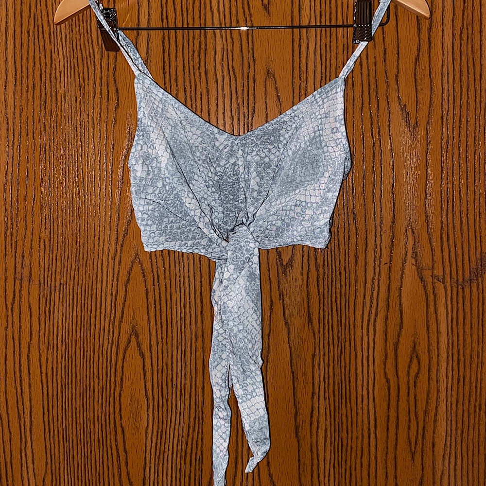 Snakeskin tie crop top